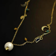 Mata Traders Enamel Moon Necklace Black closeup detail