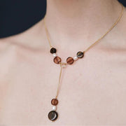 Mod Bead and Pearl Necklace with gold tone chain on model