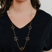 Square and Diamond Shapes Necklace on model