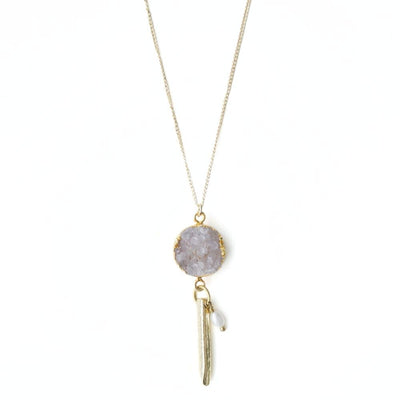 Florence Druzy Stone and Pearl Necklace