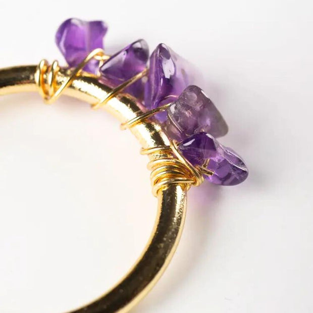 Tumbled Gems Adjustable Ring with Amethyst closeup