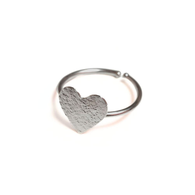 Silver tone Petite Heart Adjustable Ring
