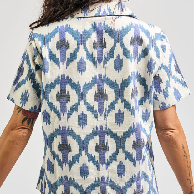 Mata Traders Camp Shirt - Seashore Ikat back view