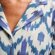 Mata Traders Camp Shirt - Seashore Ikat closeup detail