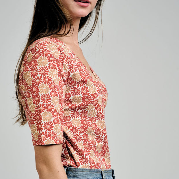 Mata Traders Gianna Wrap Top - Matisse Vermillion side view