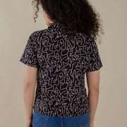 Mata Traders Camp Shirt - Black Lines on model back view