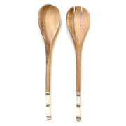 14-inch Olive Wood and Bone Handles Serving Spoons