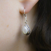 Antik Sterling Silver and Mother of Pearl Teardrop Earrings from Bali Indonesia