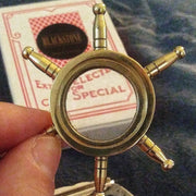 Brass Boat Wheel with Magnifying Glass Key Chain lifestyle