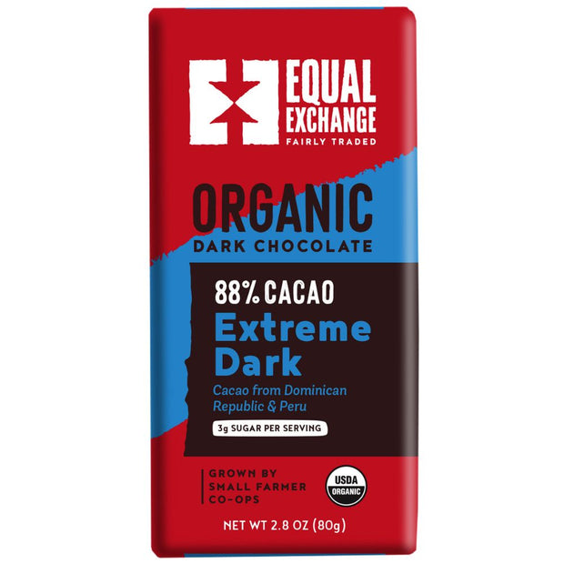 Organic Extreme Dark Chocolate (88% Cacao) 80g Bar