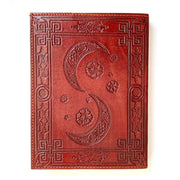 6" x 8" Embossed Leather Journal - Twin Crescents