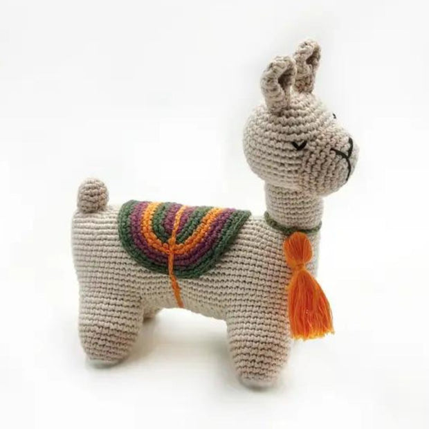 Llama Rattle Toy Natural profile