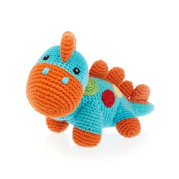 PebbleChild Steggy Dinosaur Rattle Toy - Turquoise