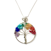 21631 Tree of Life Pendant Necklace with Stones and Wire-FairTrade