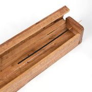 Acacia Wood Incense Storage Box open lid detail