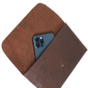 Rustic Brown Leather Clutch open interior