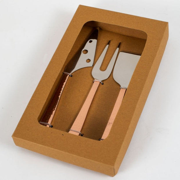 Hammered Handle Cheese Servers Set in Gift Box