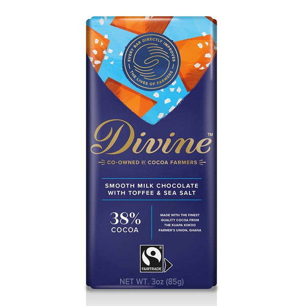 Divine Smooth Milk Chocolate with Toffee and Sea Salt 3oz Bar
