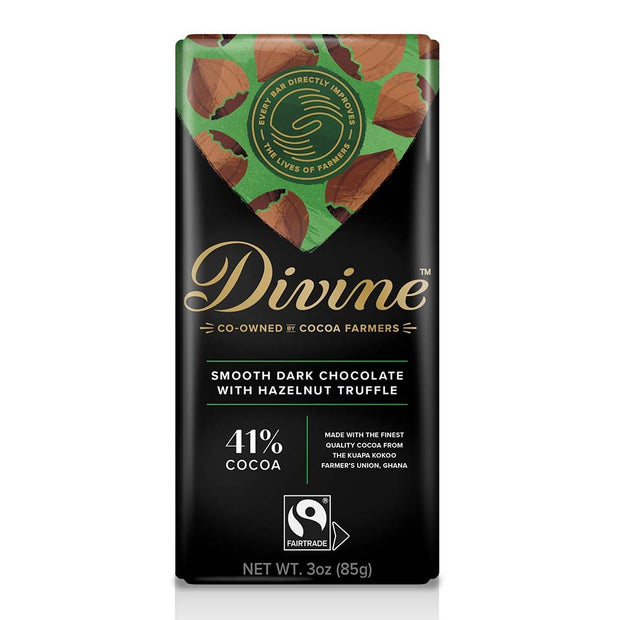 Divine 41% Dark Chocolate with Hazelnut Truffle Bar