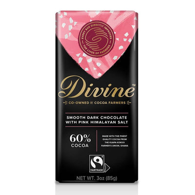 Divine 60% Smooth Dark Chocolate with Pink Himalayan Salt 3oz Bar