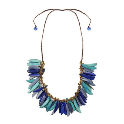 Tagua Necklace Feather - Turquoise