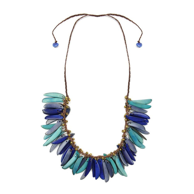 Tagua Necklace Feather - Turquoise