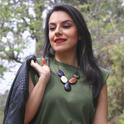 Cinco Tagua Necklace - Forest on model