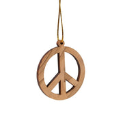 Olive Wood Peace Symbol Ornament