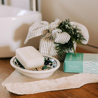 Floral Ceramic Soap Dish lifestyle
