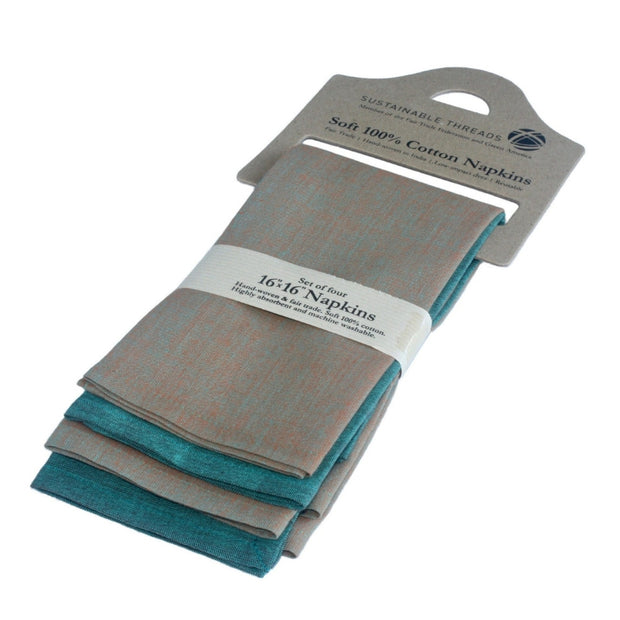 Set of Four Hand-woven Metallic Napkins packaging