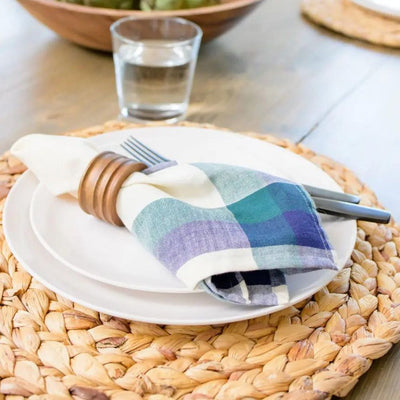 Set of 4 Hand-woven Clove Madras Cotton Napkins styled