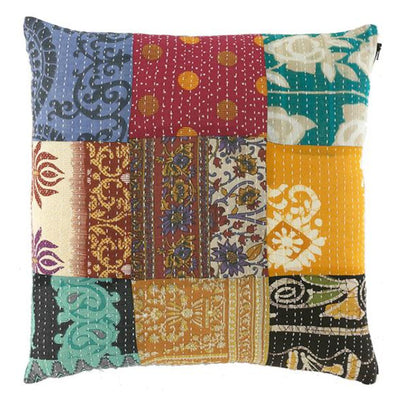 Square Patchwork Kantha Pillow