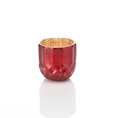 Holiday Crackle Finish Glass Candle Holder - Ruby