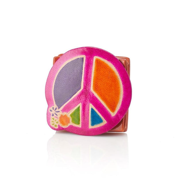 Embossed Leather Coin Purse - Peace Sign