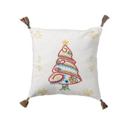 Small Hand-embroidered Christmas Tree Throw Pillow