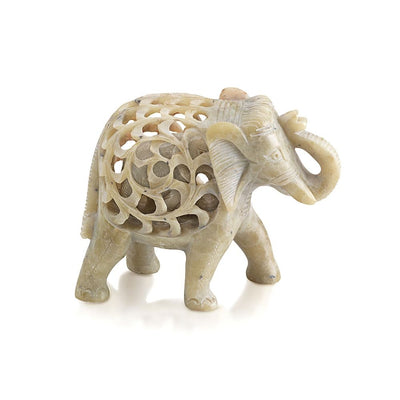 Double-Carved Gorara Stone Elephant Sculpture