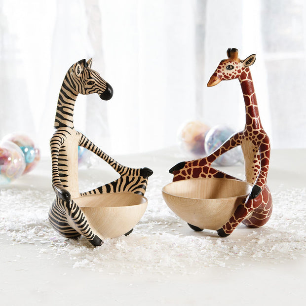 Sitting Yoga Giraffe Bowl with Sitting Yoga Zebra bowl