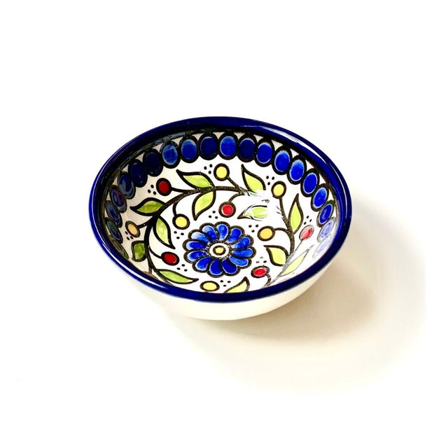 Hand-painted West Bank Ceramic Dipping Bowl - Blue