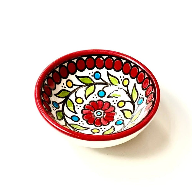 Hand-painted West Bank Ceramic Dipping Bowl - Red