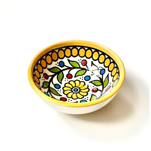 Hand-painted West Bank Ceramic Dipping Bowl - Yellow