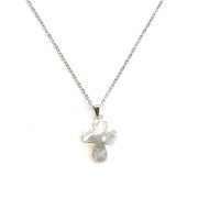 Mini Mother of Pearl Cross Necklace detail