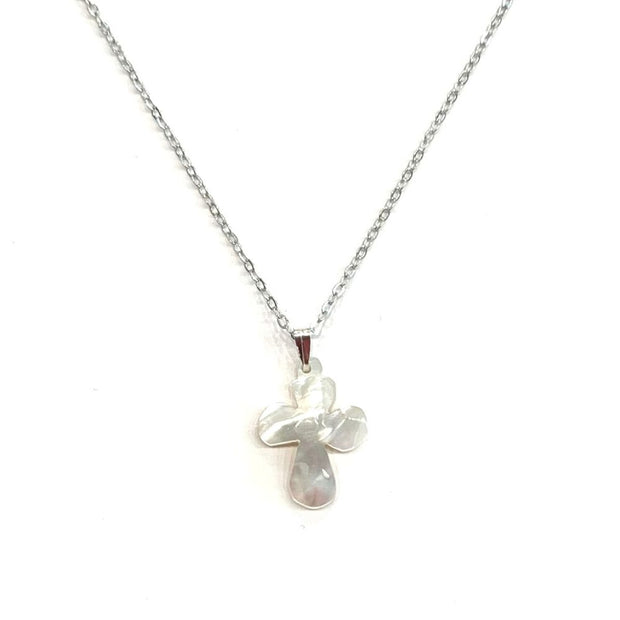 Mini Mother of Pearl Cross Necklace detail