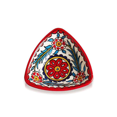 Hand-painted Red West Bank Triangle Dish