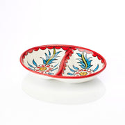 Hand-painted Red West Bank Divided Serving Dish