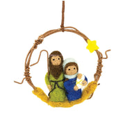 Felt Nativity inside a miniature wreath