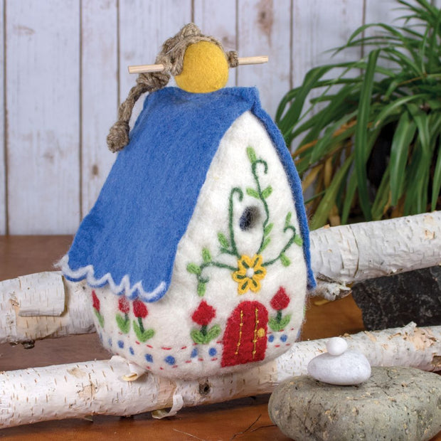 Wild Woolies Felted Wool Birdhouse: Heidi Chalet lifestyle