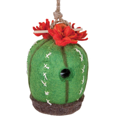Felted Wool Birdhouse-Barrel Cactus
