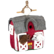 Felted Wool Birdhouse: Red Country Barn