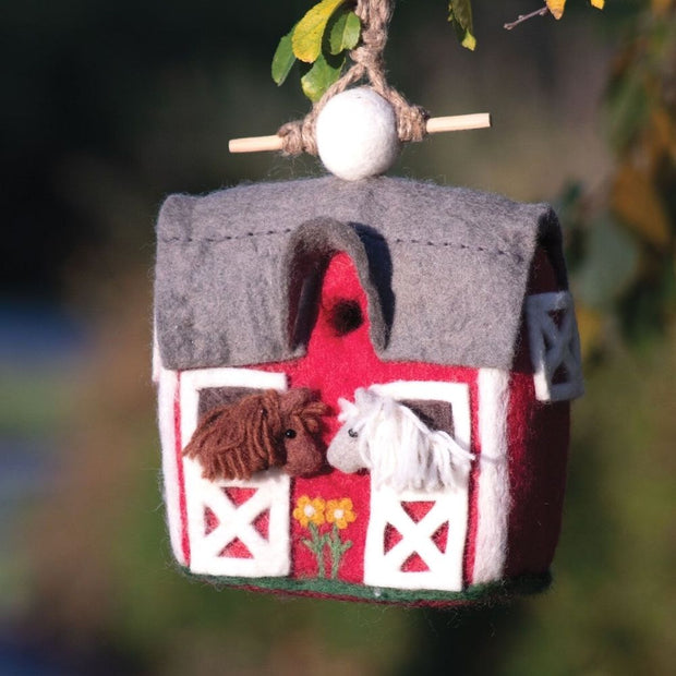 Felted Wool Birdhouse: Red Country Barn lifestyle