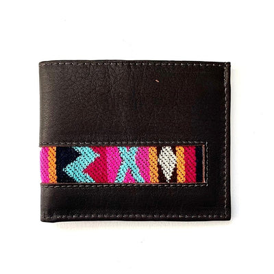 Leather and Textile Bifold Wallet